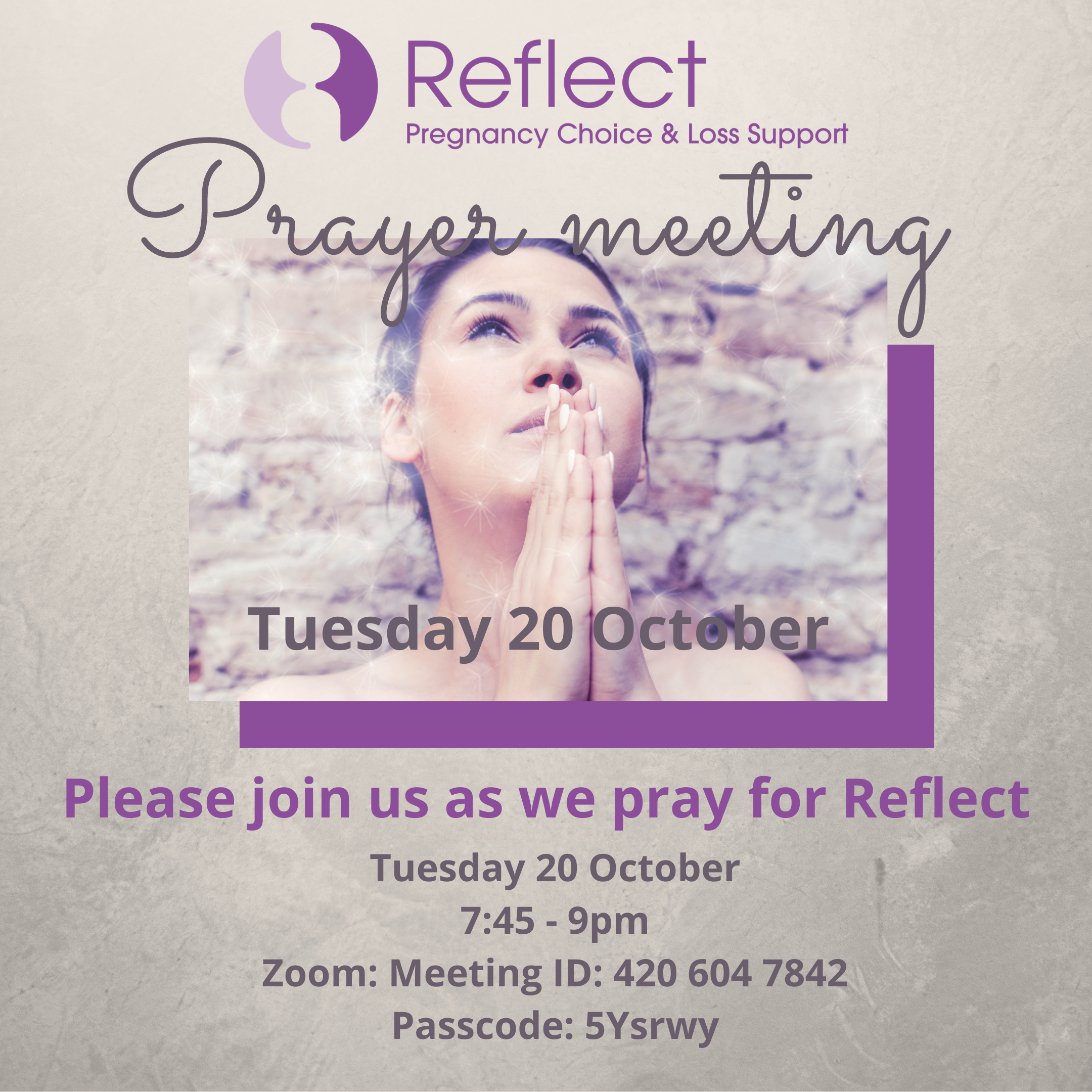 Reflect Prayer meeting invite 